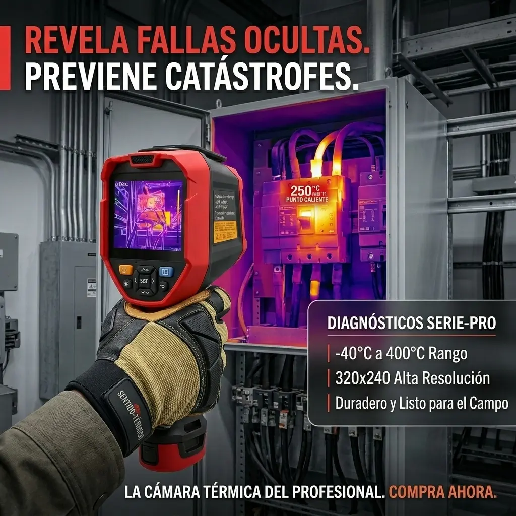 Cámara termográfica detectando diferencia de temperatura en cableado
