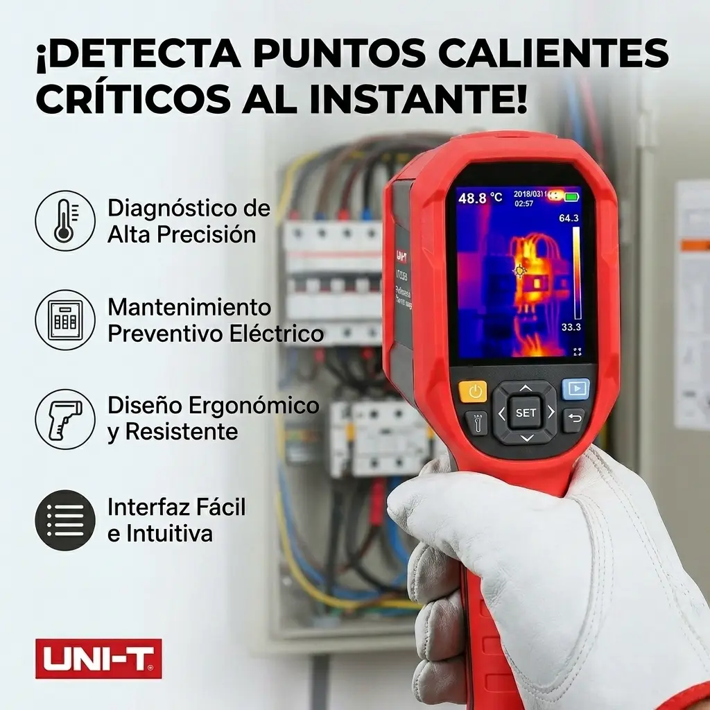 Cámara termográfica para electricidad apuntando a cables