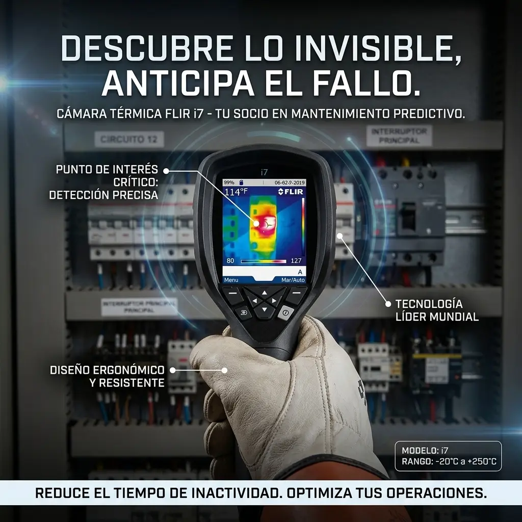Cámara térmica Flir I7 apuntando a tablero eléctrico 
