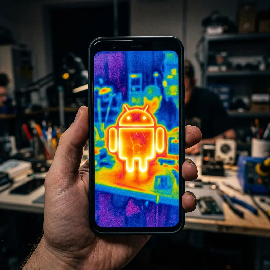 Celular con cámara termográfica con logo Android