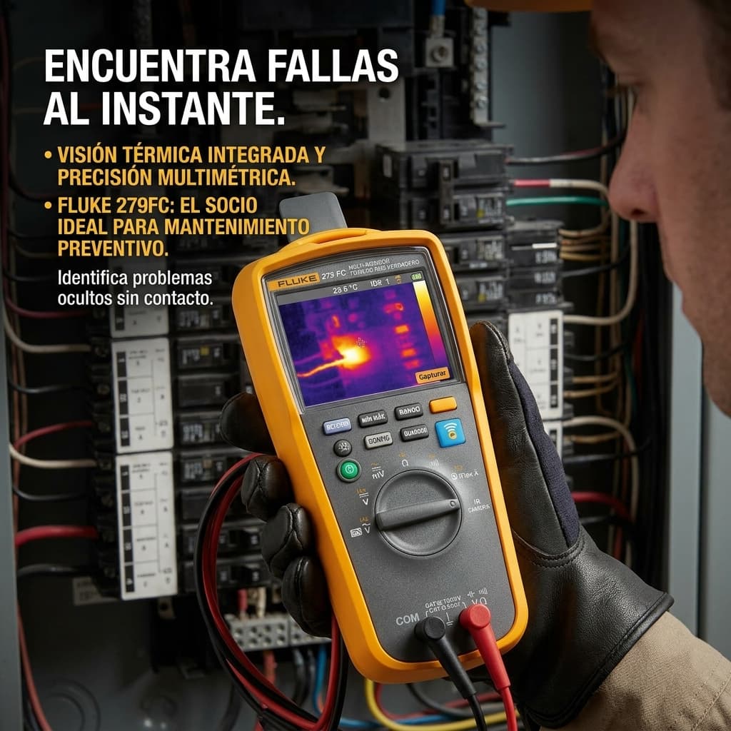 Uso de multímetro termográfico Fluke en tablero eléctrico